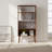 58"H x28"W Bayamo Modern Walnut Wooden Open Bookcase with Marble-Look Shelf Storage Cabinet