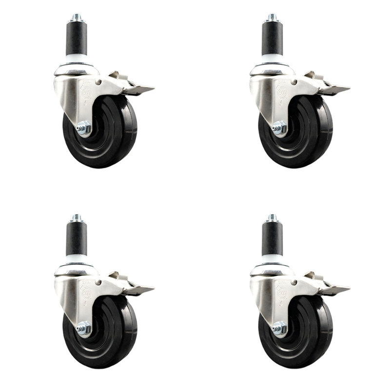 Jeu de roulettes extensibles en caoutchouc souple, H 4 po x l 4 po