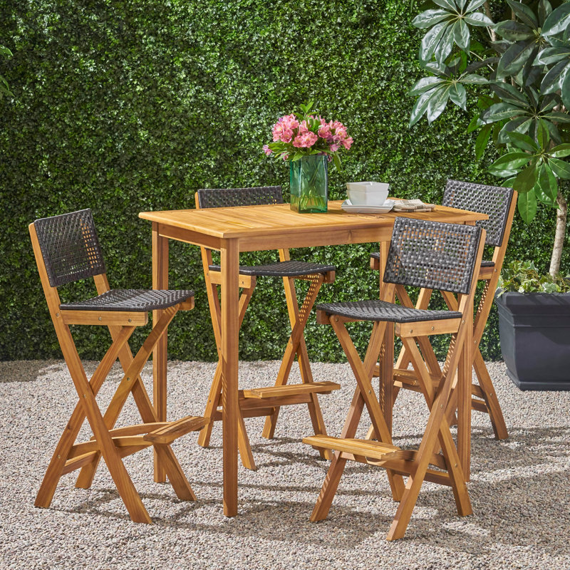 Ensemble de salle à manger à hauteur de bar Aiyden, Bois naturel / brun, H 41 po x L 45 po x l 26 po, 4