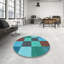 Tapis géométrique bleu clair-1100963744