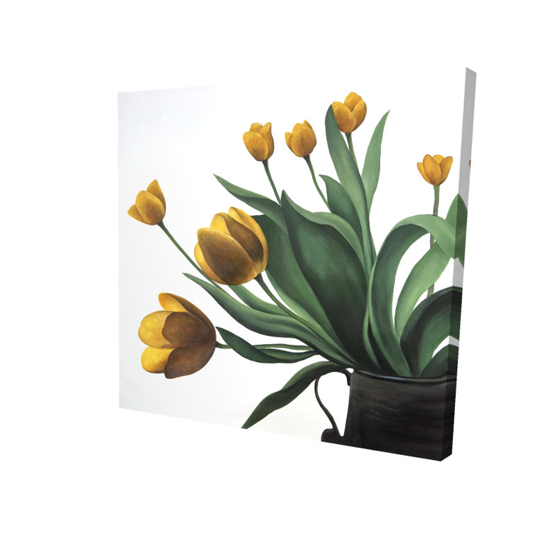 «Yellow Tulips Botanical», art mural floral, H 24 po x l 24 po