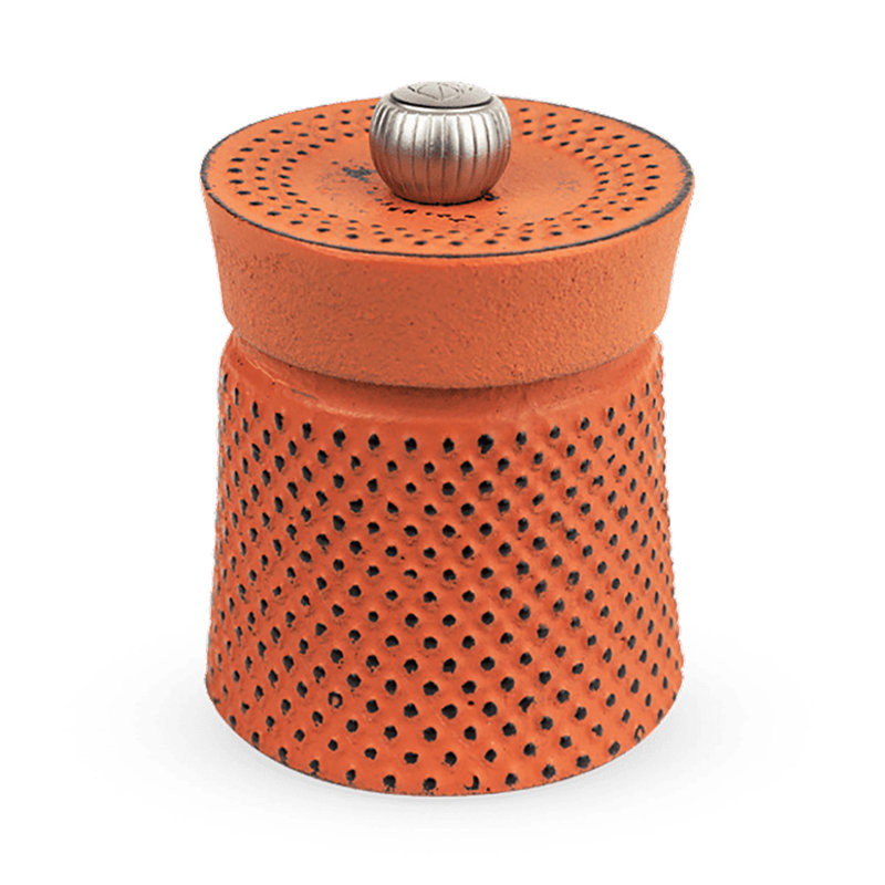 Peugeot BALI FONTE Cast Iron Manual Pepper Mill, 8cm/3 In, Black, Orange