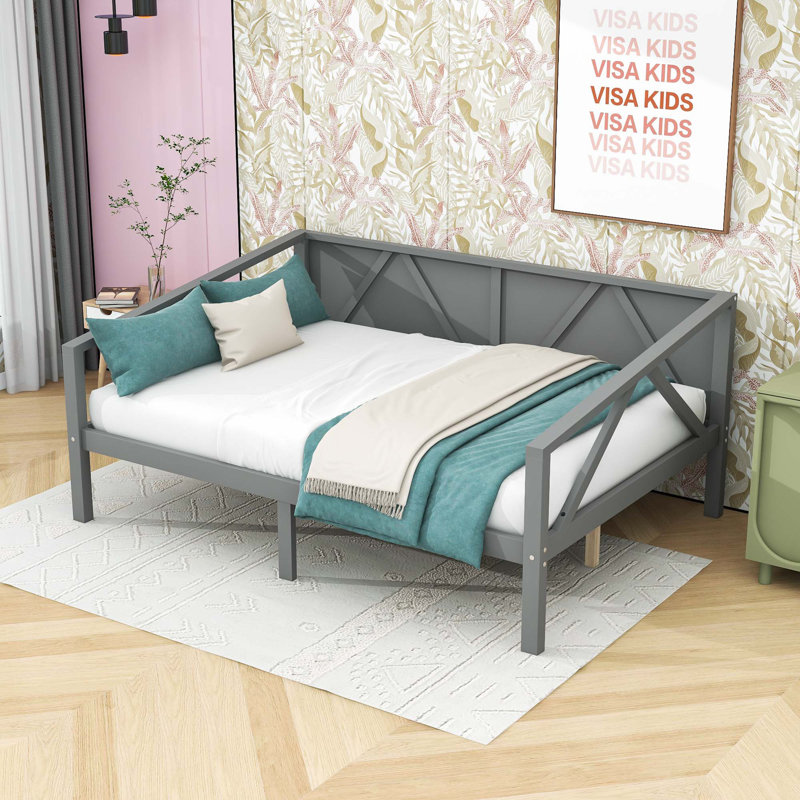 Erven Wooden Daybed with Slat Support, Gray, Full