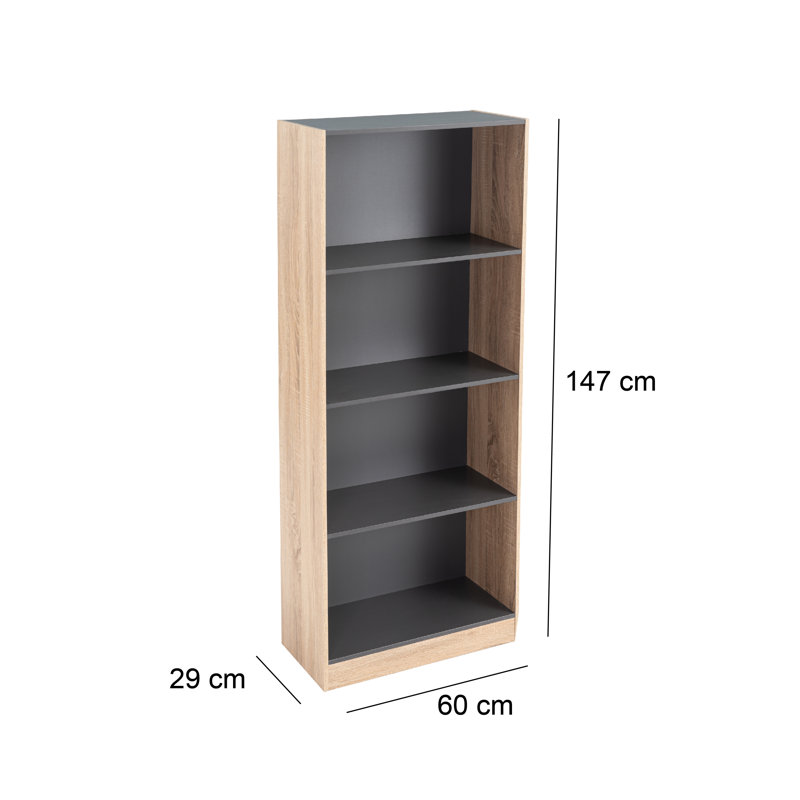 Rimas 151cm H x 35cm W Particle Board Bookcase, Grey/Brown