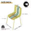 Chaises à blocs de couleur modernes à rayures, siège en plastique PP intérieur / extérieur avec pieds en métal robustes (ensemble de 4)-449658857