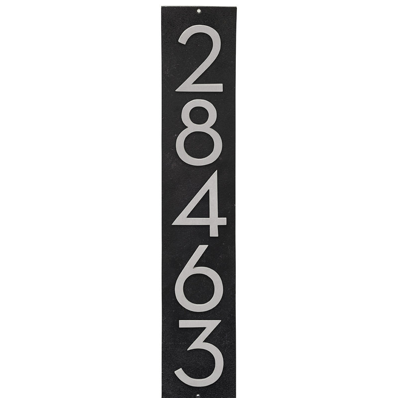 Floating Modern 4" Number Vertical Address Plaque (5 Digits), Black, Brushed Aluminum, Yes