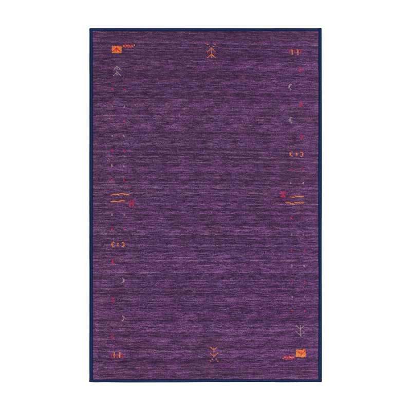Tapis décoratif violet abstrait Kattan, Rectangle 7 pi x 10 pi