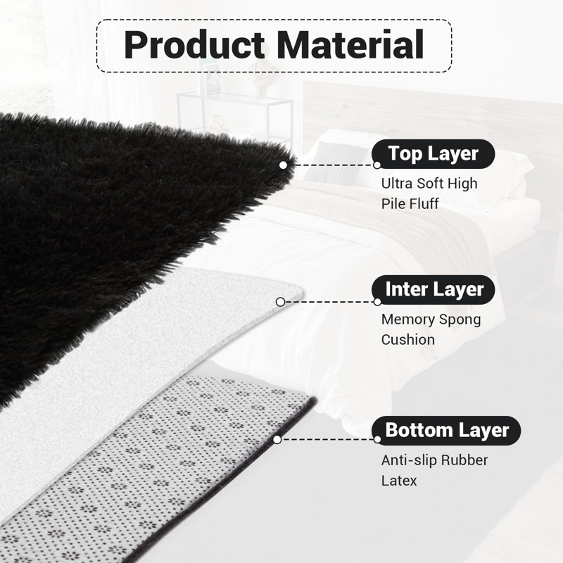 Tapis rectangulaire à poil long à poils longs Beladora, Tapis de couloir 2 pi x 6 pi