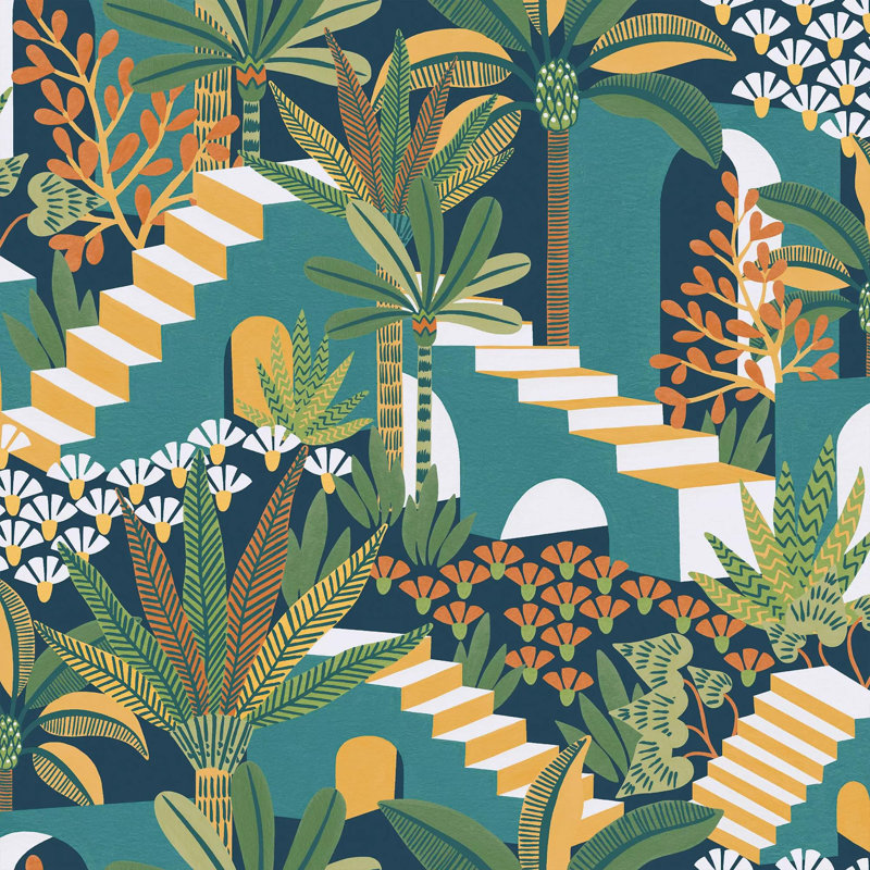 Envy Vacay Floral Wallpaper, Green