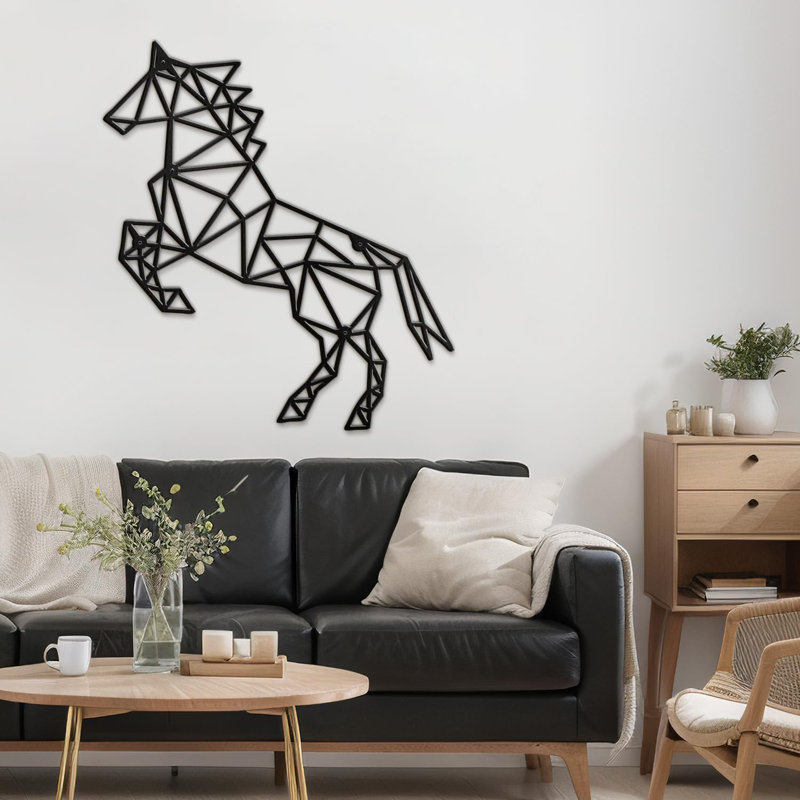 Décoration murale abstraite non-cheval, Noir, H 18 po x l 16,36 po x P 0,05 po
