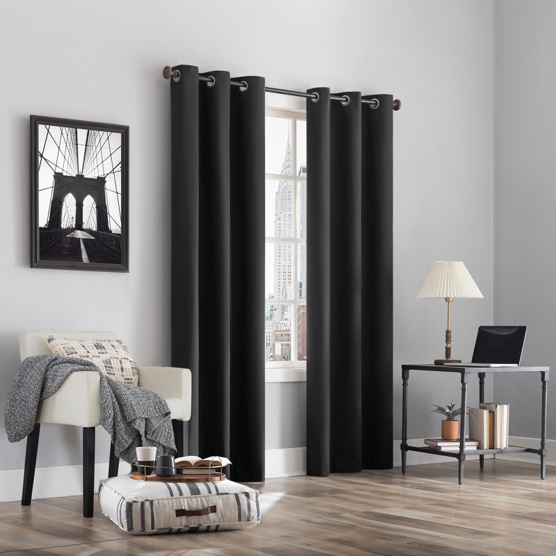 Thermal 100% Blackout Grommet Curtain Panel - Basics by Wayfair™, 40" W x 96" L, Charcoal