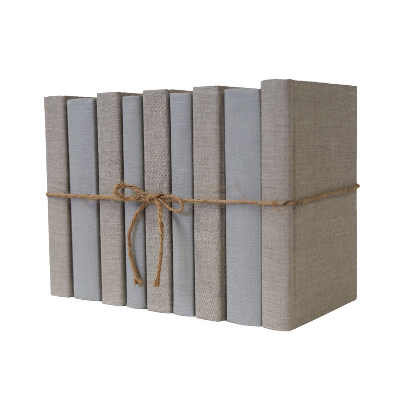 Livres décoratifs - Ensemble de livres en lin flotté - 1 pied de livres brun clair, Bois flotté