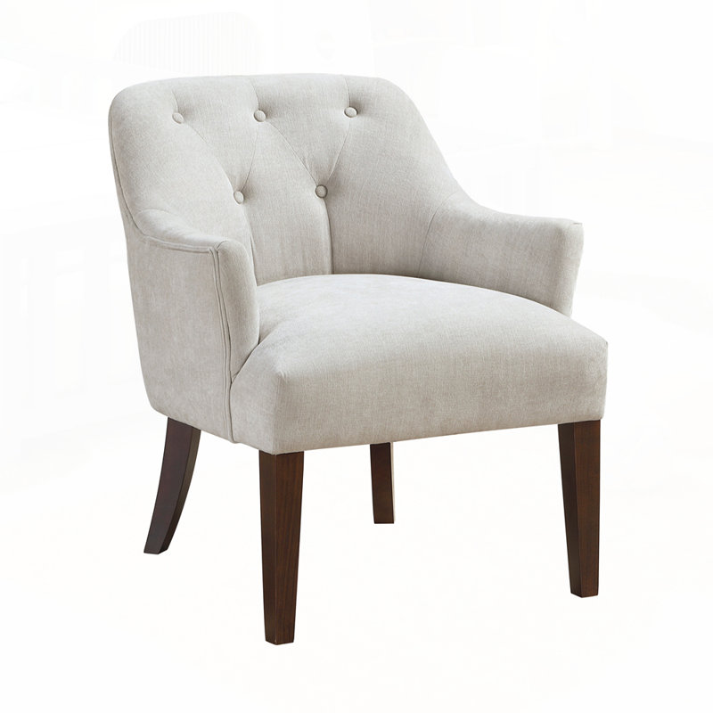 Fauteuil capitonné confortable en contreplaqué robuste pour le salon, Gris huître