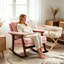 Chaise berçante en bois massif avec coussin de chaise en velours Teddy et coussin de soutien de taille.-1168545371