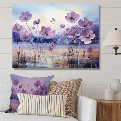 Violet Flower Meadow Harmony III - Flower Field Large Wall Art