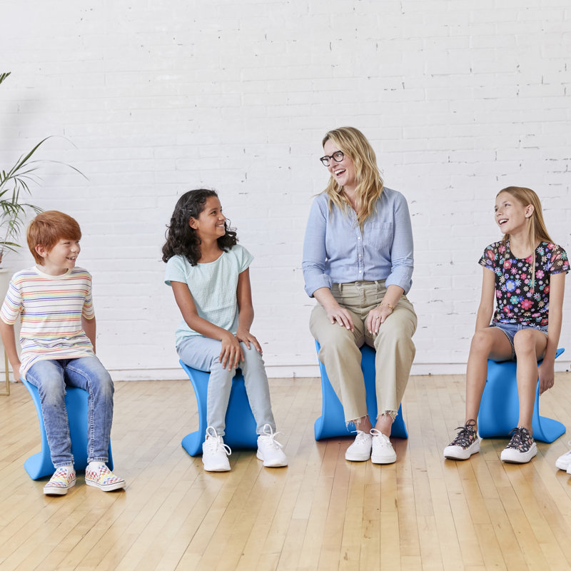 Tabouret perchoir ECR4Kids Wave, Bleu, 14 po à 15,1 po de hauteur, 2