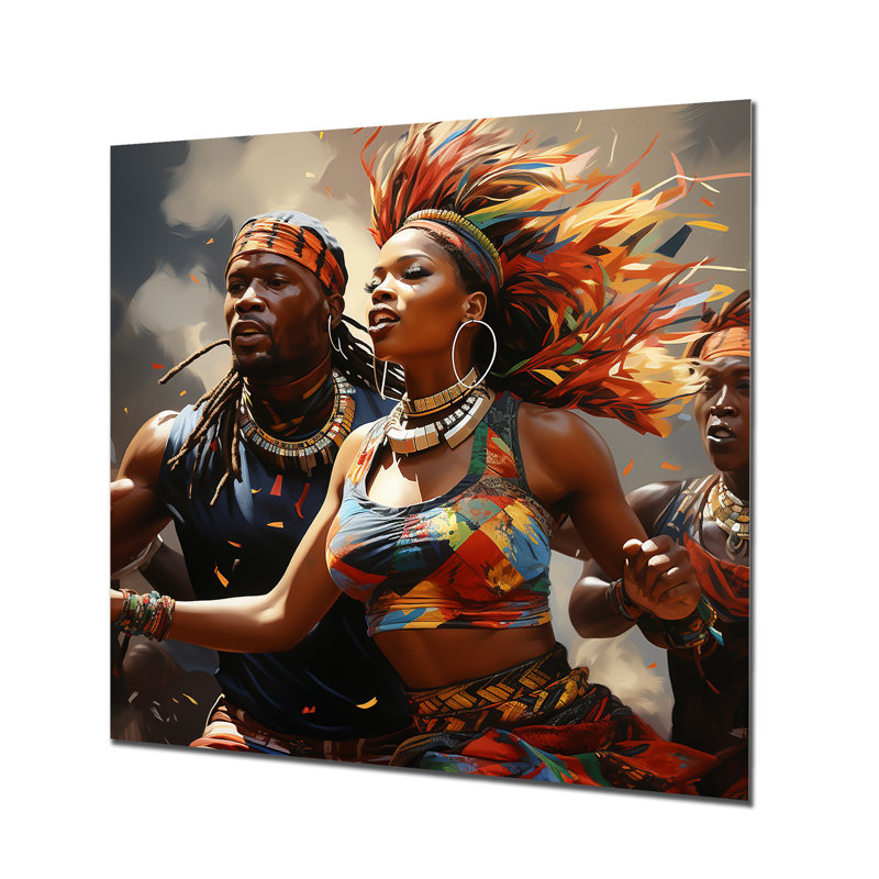 Red African Rhythmic Moves I - Dance Metal Wall Art, 16" H x 16" W