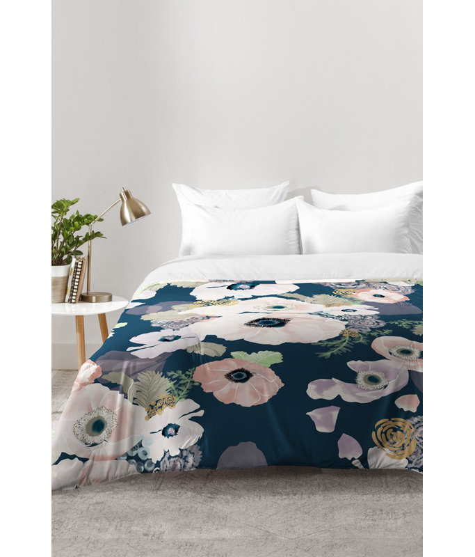 Khristian A Howell Modern & Contemporary Polyester Floral Comforter, Full/Queen Comforter + 2 Standard Shams