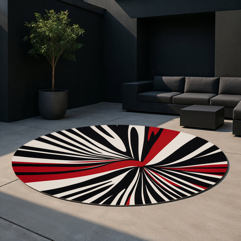 Crimson Harmony Indoor And Outdoor Area Rug, Round 5'