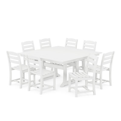 La Casa Café 9-Piece Farmhouse Trestle Dining Set