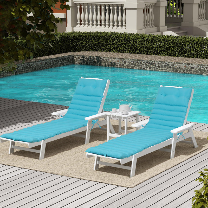 Outdoor Lounge Chair Cushion 2PCS Set Replacement Patio Funiture Seat Cushion Chaise Lounge Cushion, Sky Blue