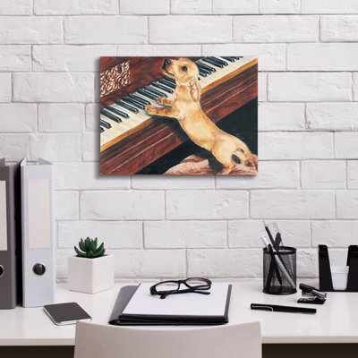 «Katsusuke Dachsund jouer du piano sur toile» par Barbara Keith