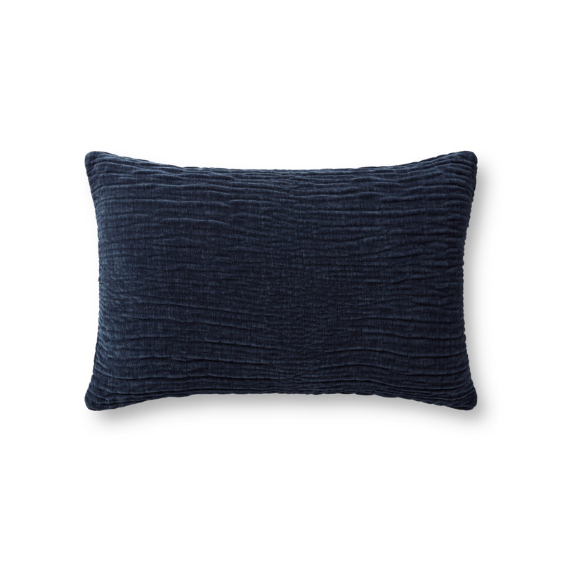 Housse de coussin rectangulaire Edan, H 16 po x l 26 po, Bleu marine, Polyester/ Bourre en polyester
