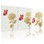 Plantes et fleurs papillon et fleur, ensemble de 3 reproductions d'art sur toile-1328864580