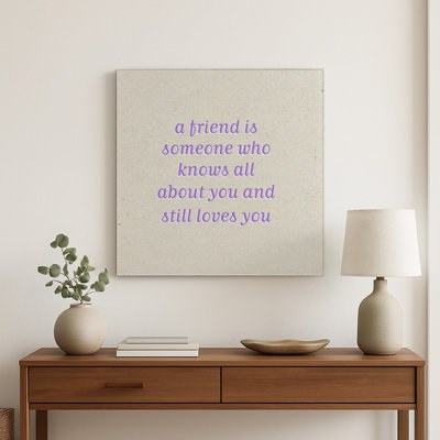 Un ami est quelqu'un qui vous connaît parfaitement et qui vous aime quand même — Art mural carré en métal, style géométrique low-poly