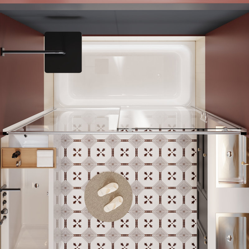 Single Sliding Shower Door For Bathtub, 60 In W X 62 H, Clear Tempered Glass, Aluminum Frame, Zinc Alloy Rollers, And Smooth Function, Waterproof Aesthetic Appeal Wide High Door, 1/5 Inch Thick