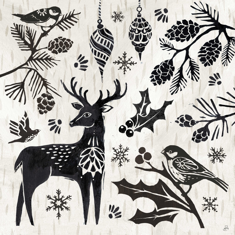 «Woodcut Christmas III», reproduction sur toile tendue, H 30 po x l 30 po, Toile tendue, Non