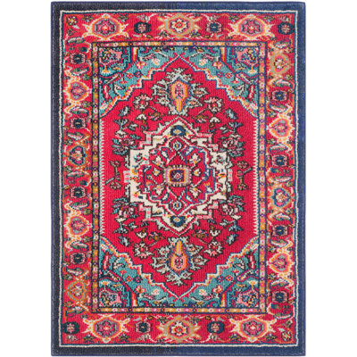 Tapis oriental rouge vif Llelend