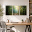 Sunlit Bamboo Forest Path, ensemble de 3 toiles murales vertes-131251952