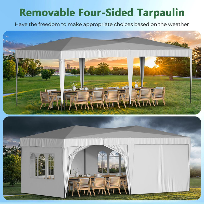 Tente pour fête en acier l 10 pi x P 20 pi, Blanc