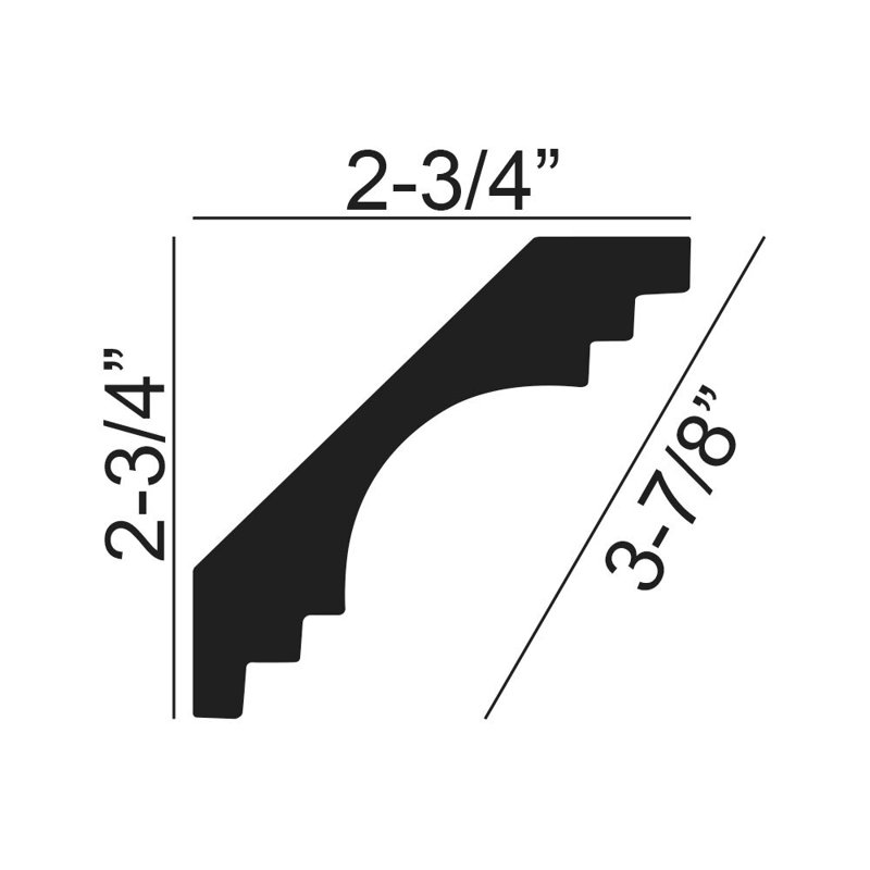 Moulure couronnée en polyuréthane de 2-3 / 4 po x 2-3 / 4 po x 6 po