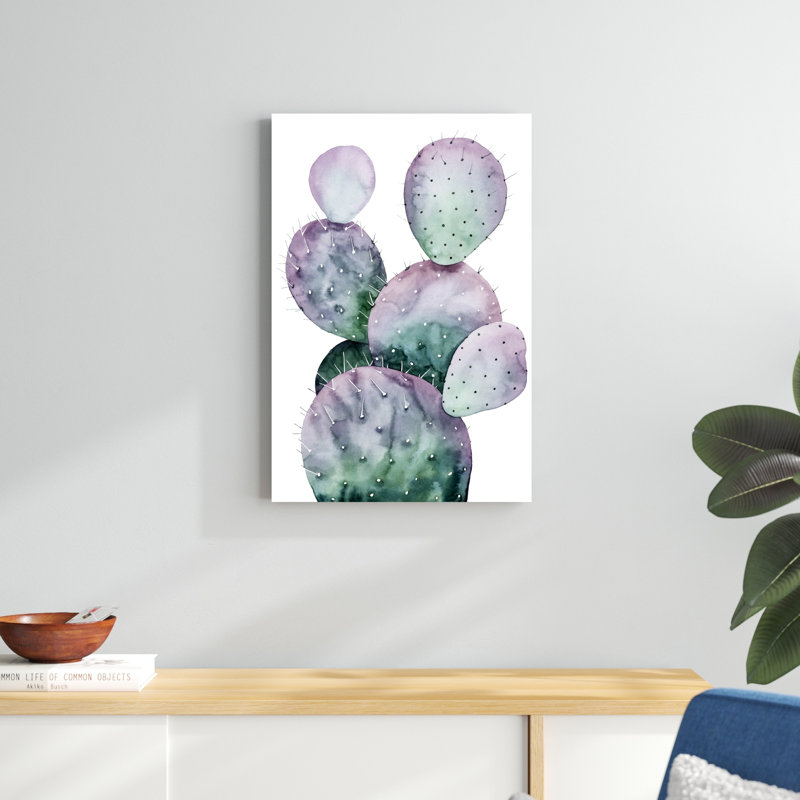 "Cactus mauve II" par Grace Popp, reproduction d'art sur toile, H 18 po x l 12 po, Toile tendue
