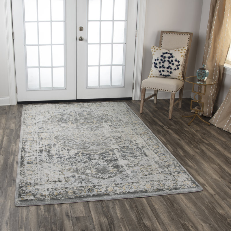 Tapis gris / bleu Shockey, Tapis de couloir 2 pi 7 po x 8 pi