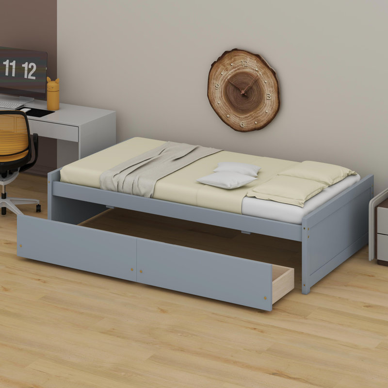 Lit de rangement fonctionnel avec rangement intégré, Gris