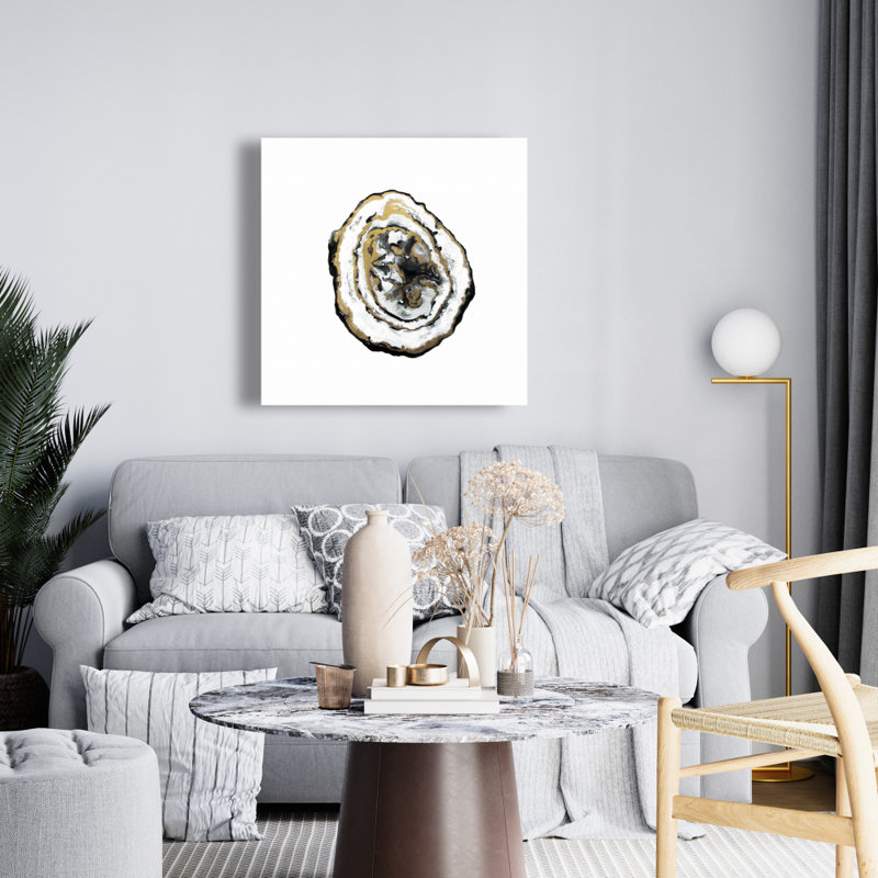 Toile minimaliste noire Golden Geode | Décoration intérieure, H 24 po x l 24 po