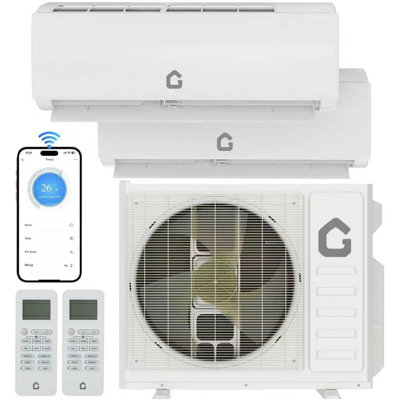 18,000 BTU Dual Zone Mini Split AC & Heater – 9K + 12K BTU, 24 SEER2, Cools/Heats up to 1,200 Sq.Ft, WiFi, Sleep Mode, Timer, 230V