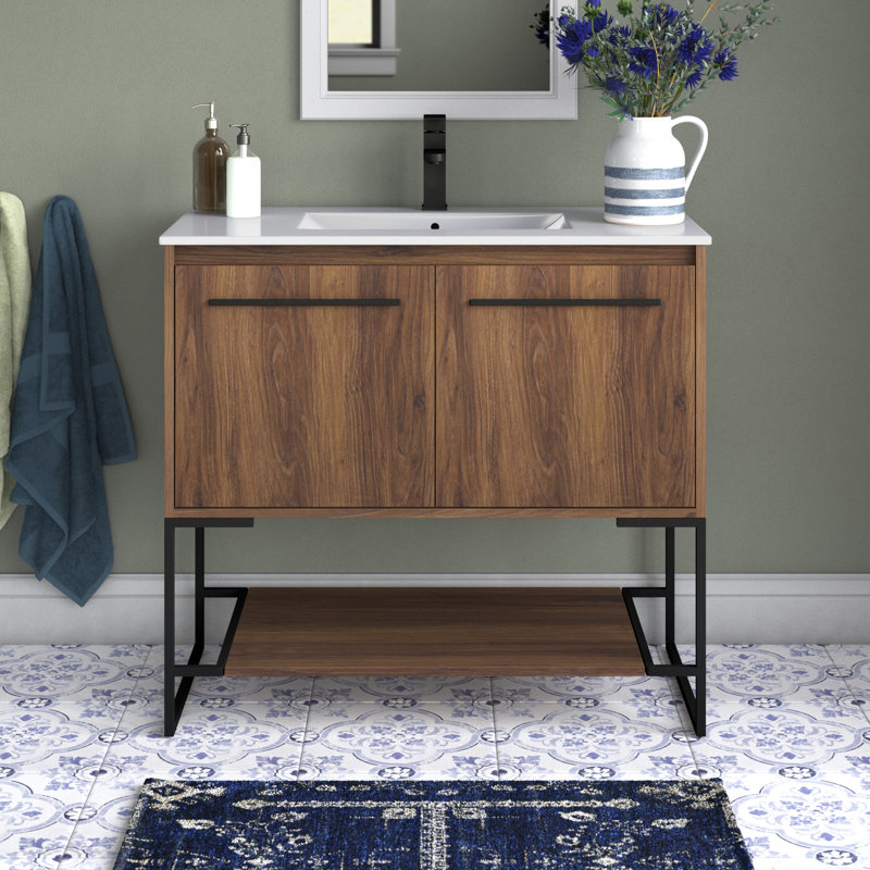 Ensemble de meuble-lavabo simple 36 po Gerard, Noyer brun
