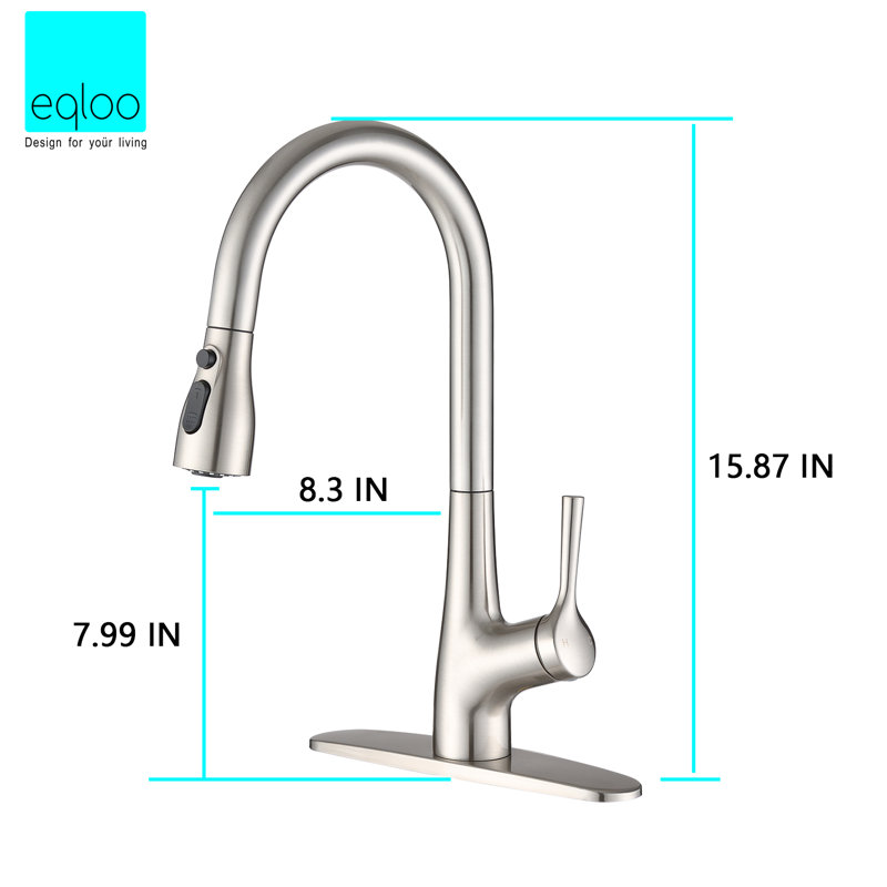 Eqloo Pull Down Kitchen Faucet, Brushed Nickel