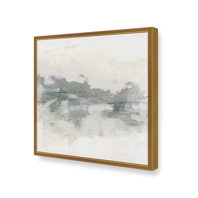 «Soft Lines of Memory I Print», H 21,75 po x l 21,75 po, Cadre ouvert en angle, or poli