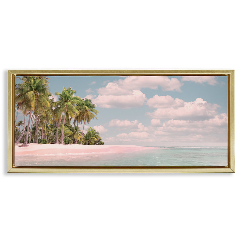 "Clear Water Tropical Beach Coast", art mural sur toile flottante par Mike Calascibetta, Cadre flottant gris lustré