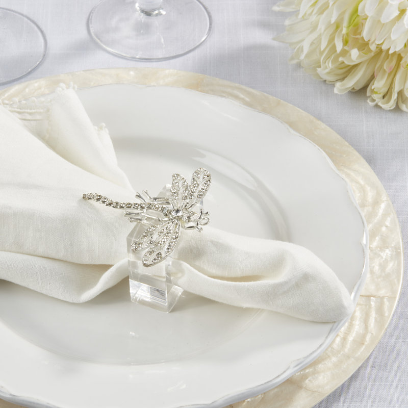 Ensemble de 4 serviettes bejewelées libellule