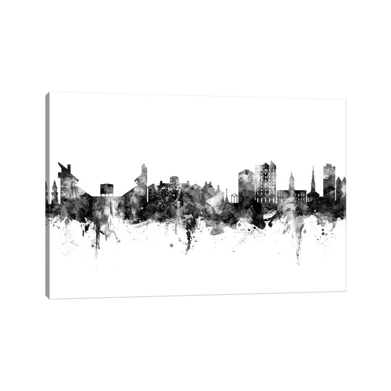 «Athens Georgia Skyline Black and White» par Michael Tompsett, impression sur toile tendue, H 12 po x l 18 po x 1,5 po