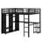 Metal Loft Bed Frame With Built-In Wardrobe, Desk And Storage Shelves-405566584-405566587