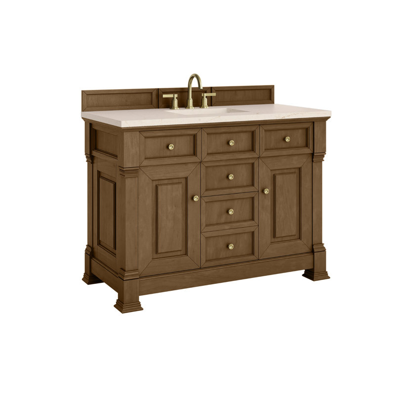 Brookfield 48'' W Single Vanity, Widespread, Victorian Silver, Black Onyx