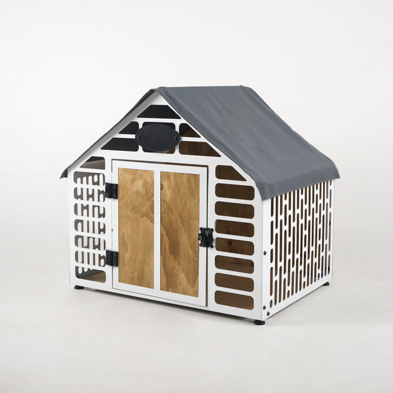 Crissman Portable Dog House, Grey/White, 57cm H x 69cm W x 55cm D