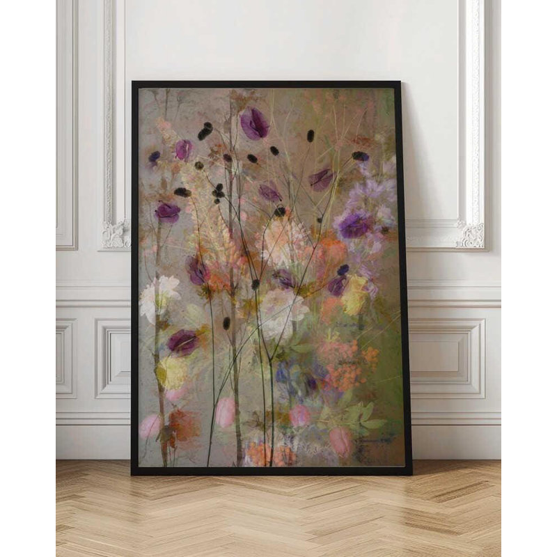 «Wildflower Meadow», reproduction d'art botanique, 32" H x 24" W, Noir, Impression encadrée sans passe-partout